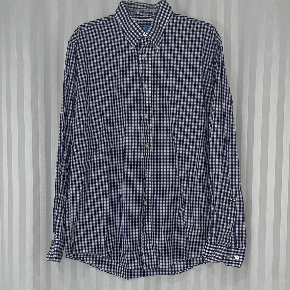 Castaway Navy and White Gingham Button-Down Shirt Chase